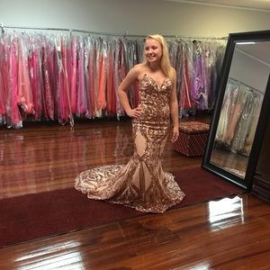 Rose gold amara prom dress